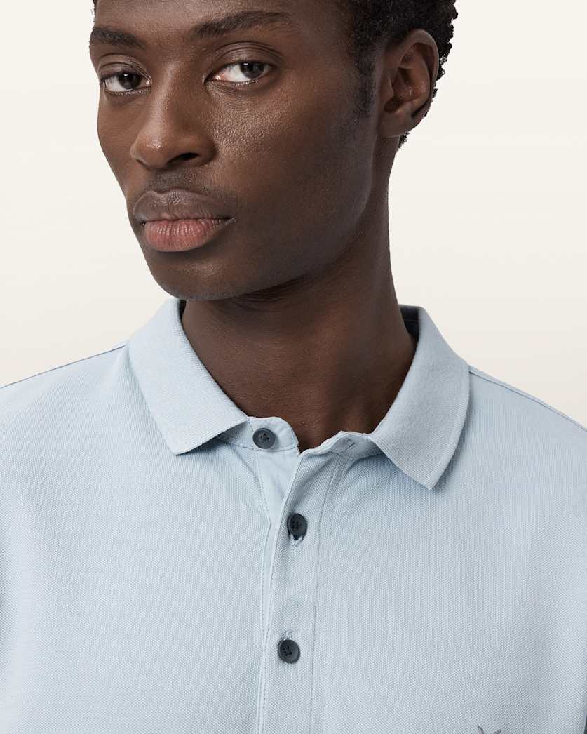 AllSaints Reform Short Sleeve Polo Shirt Navy Blue