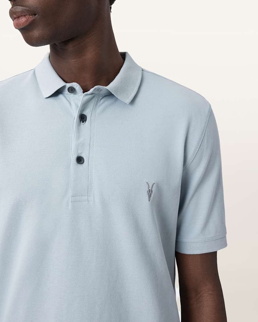 AllSaints Reform Short Sleeve Polo Shirt Navy Blue