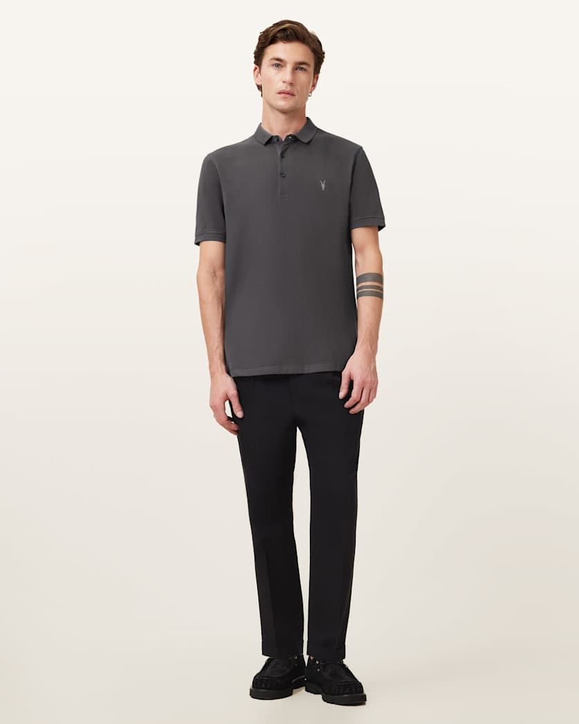 AllSaints Reform Short Sleeve Polo Shirt Navy Blue