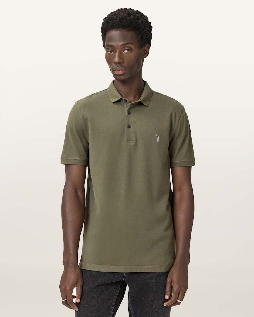 AllSaints Reform Short Sleeve Polo Shirts 2 Pack Grey/Lake Blue