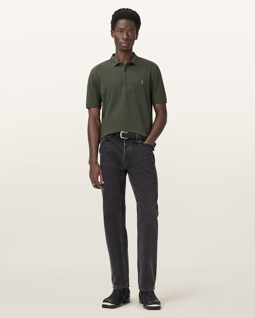 AllSaints Reform Short Sleeve Polo Shirts 2 Pack Grey/Lake Blue