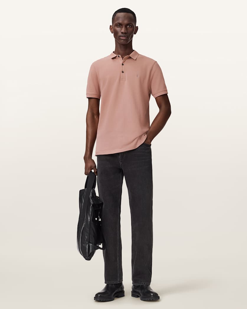 AllSaints Reform Short Sleeve Polo Shirts 2 Pack Grey/Lake Blue