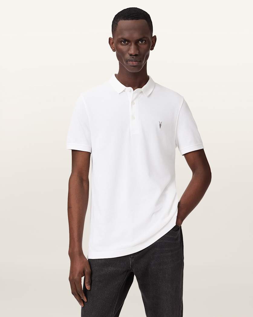 AllSaints Reform Short Sleeve Polo Shirts 2 Pack Grey/Lake Blue