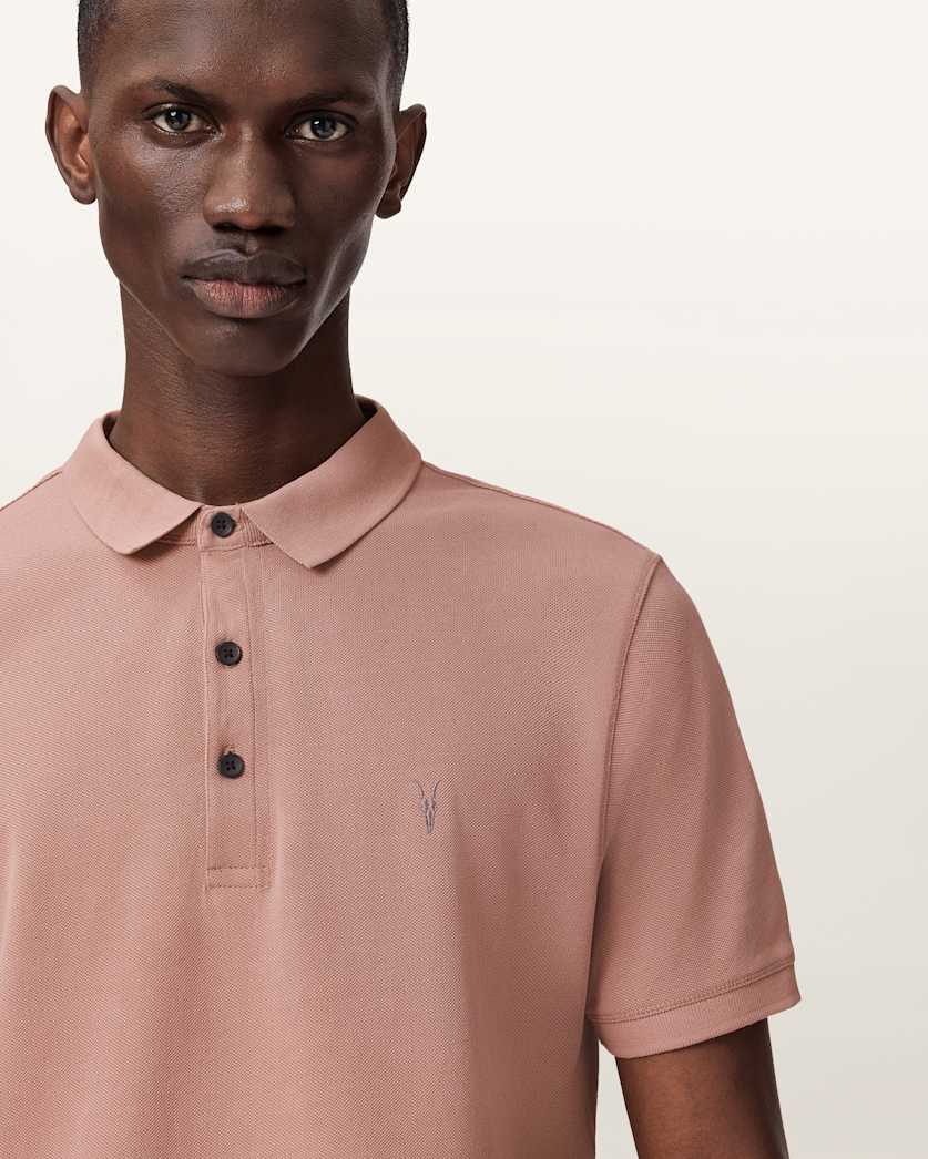 AllSaints Reform Short Sleeve Polo Shirts 2 Pack Grey/Lake Blue