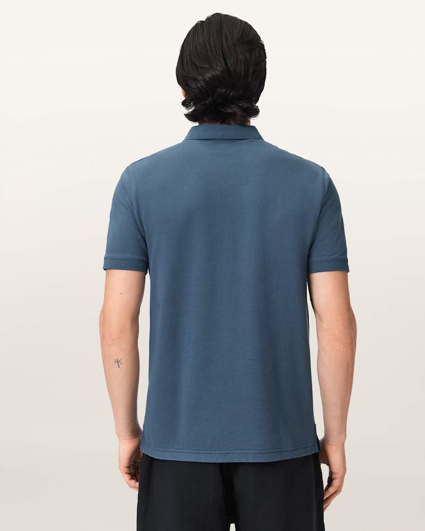 AllSaints Reform Short Sleeve Polo Shirts 2 Pack Grey/Lake Blue