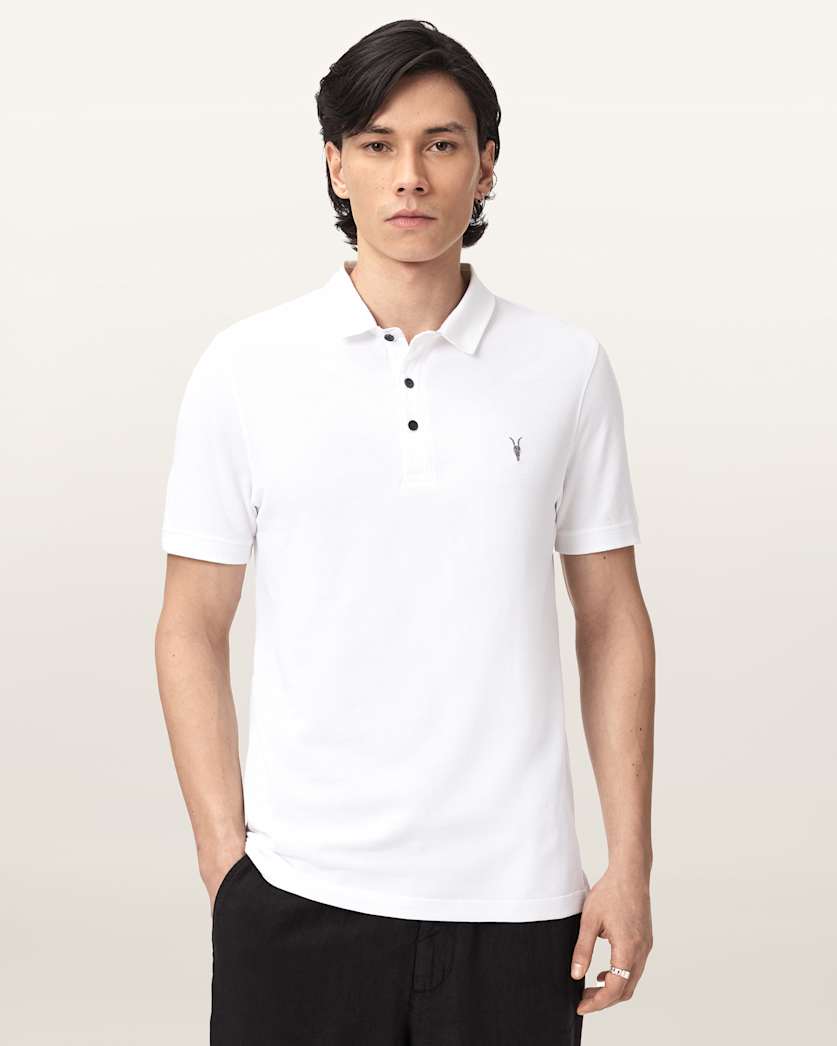 AllSaints Reform Short Sleeve Polo Shirts 2 Pack Grey/Lake Blue
