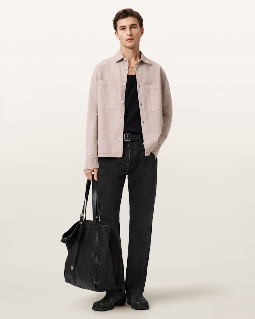 AllSaints Rohdi Long Sleeve Overshirt Dark Steel Blue