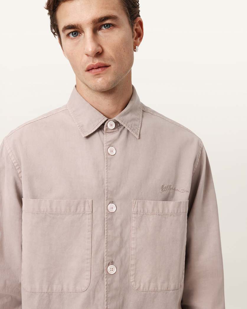 AllSaints Rohdi Long Sleeve Overshirt Dark Steel Blue