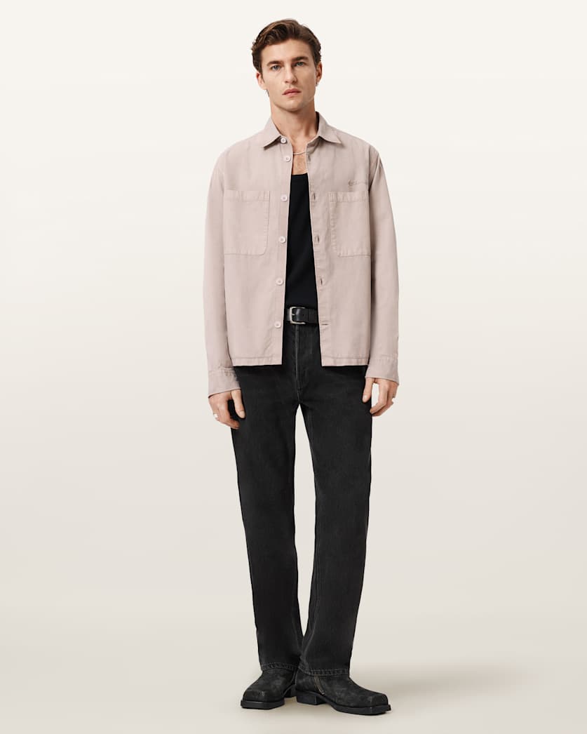 AllSaints Rohdi Long Sleeve Overshirt Dark Steel Blue