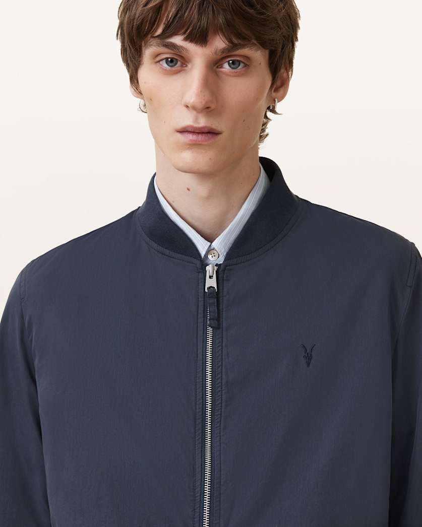 AllSaints Bassett Ramskull Bomber Jacket Command Blue