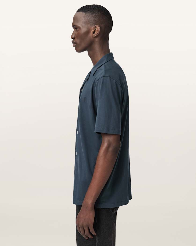 AllSaints Hudson Relaxed Fit Ramskull Shirt Eden Green