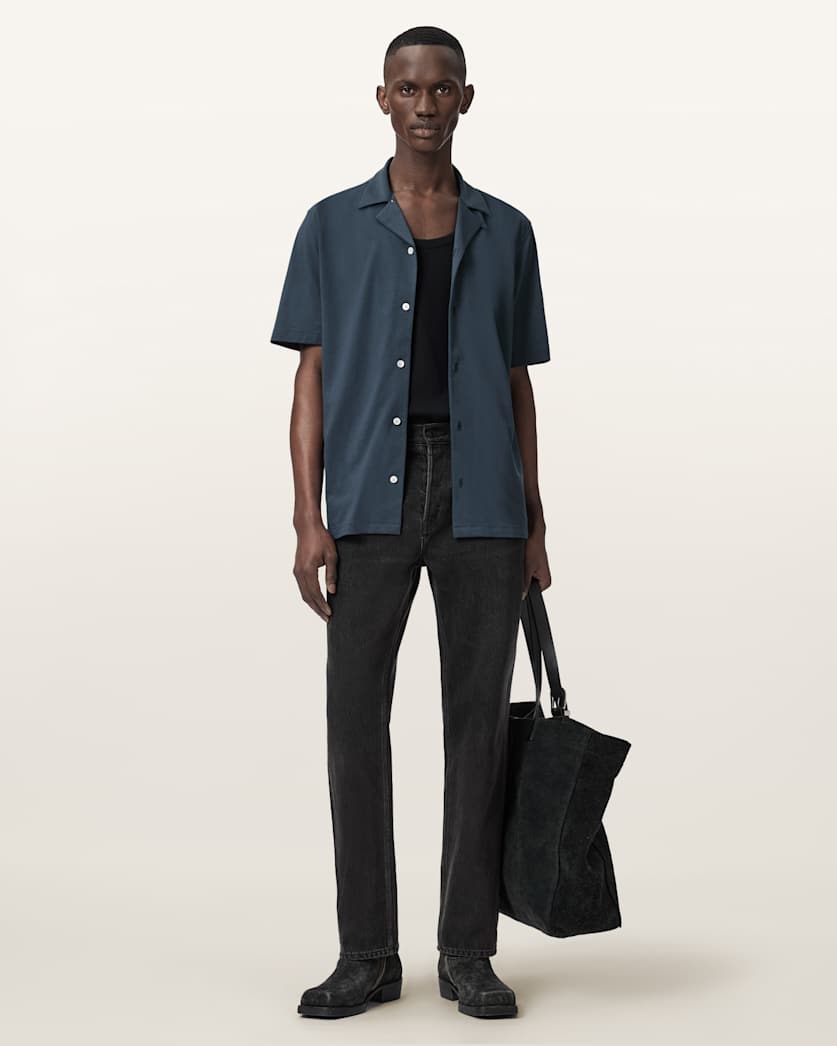 AllSaints Hudson Relaxed Fit Ramskull Shirt Eden Green