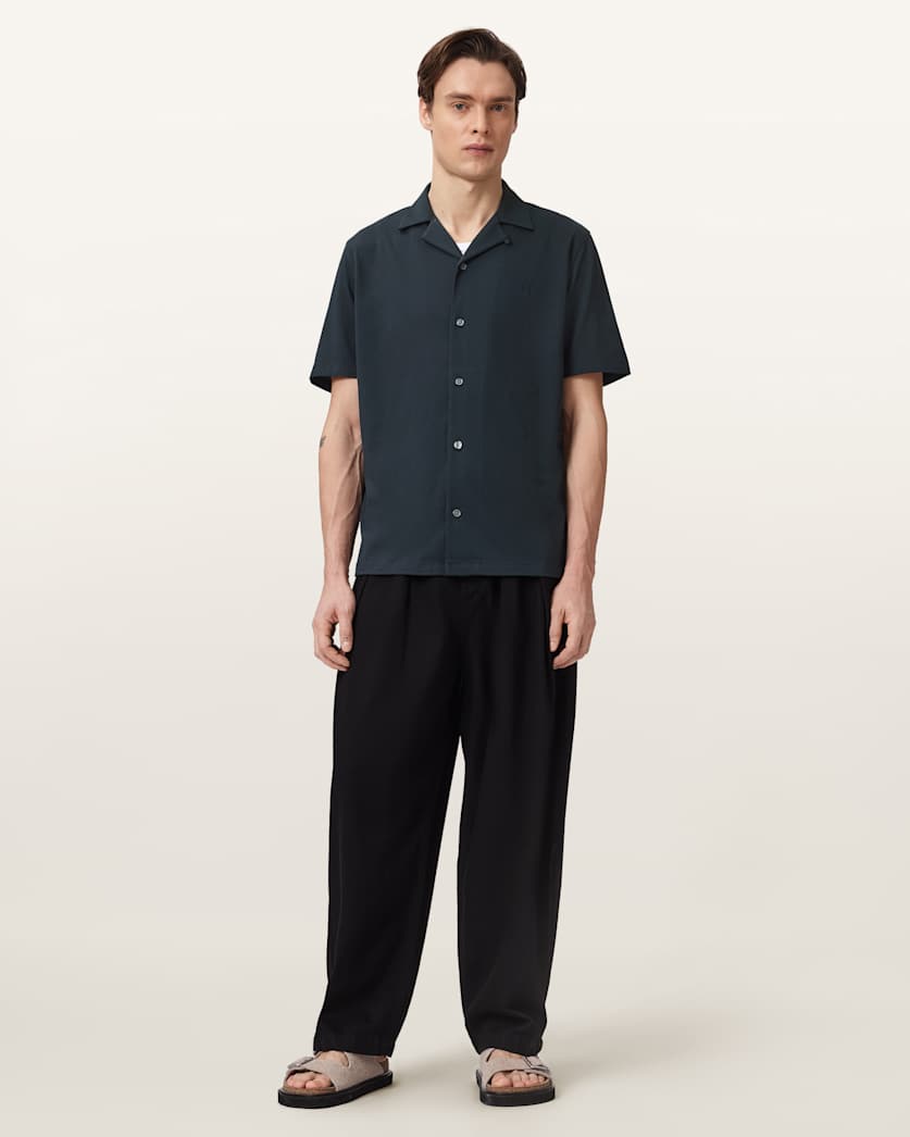 AllSaints Hudson Relaxed Fit Ramskull Shirt Eden Green