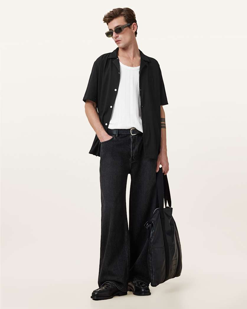 AllSaints Hudson Relaxed Fit Ramskull Shirt Eden Green