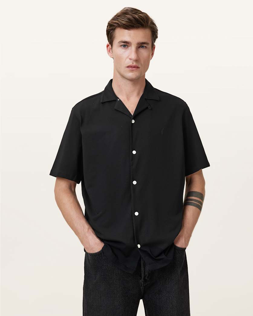 AllSaints Hudson Relaxed Fit Ramskull Shirt Eden Green