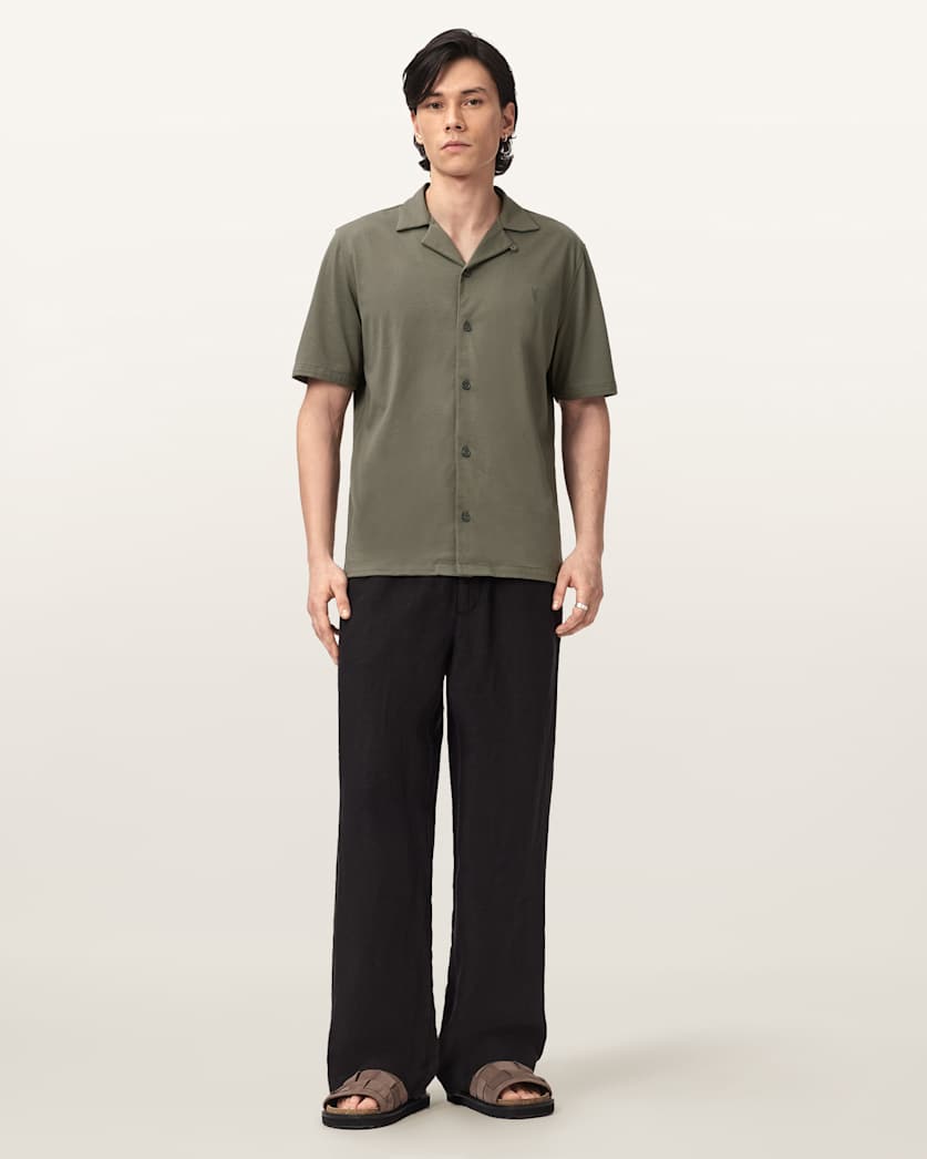AllSaints Hudson Relaxed Fit Ramskull Shirt Eden Green