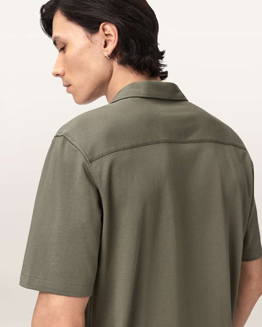 AllSaints Hudson Relaxed Fit Ramskull Shirt Eden Green
