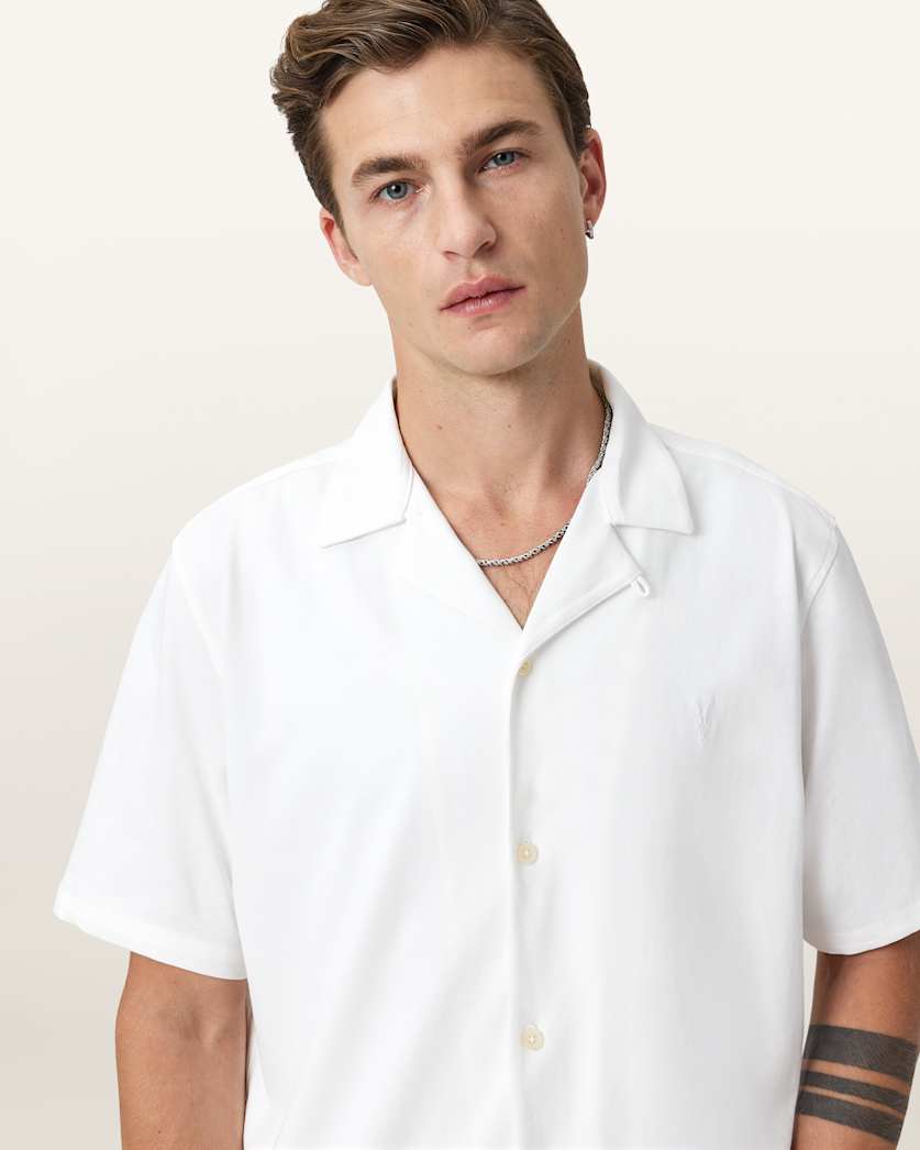 AllSaints Hudson Relaxed Fit Ramskull Shirt Eden Green