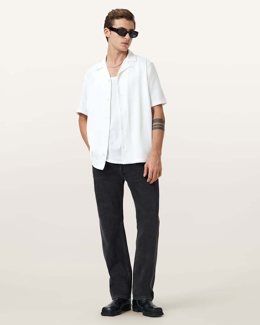 AllSaints Hudson Relaxed Fit Ramskull Shirt Eden Green