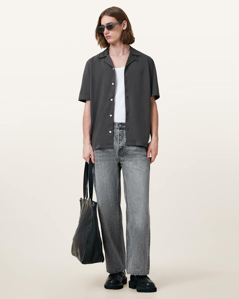 AllSaints Hudson Relaxed Fit Ramskull Shirt Eden Green