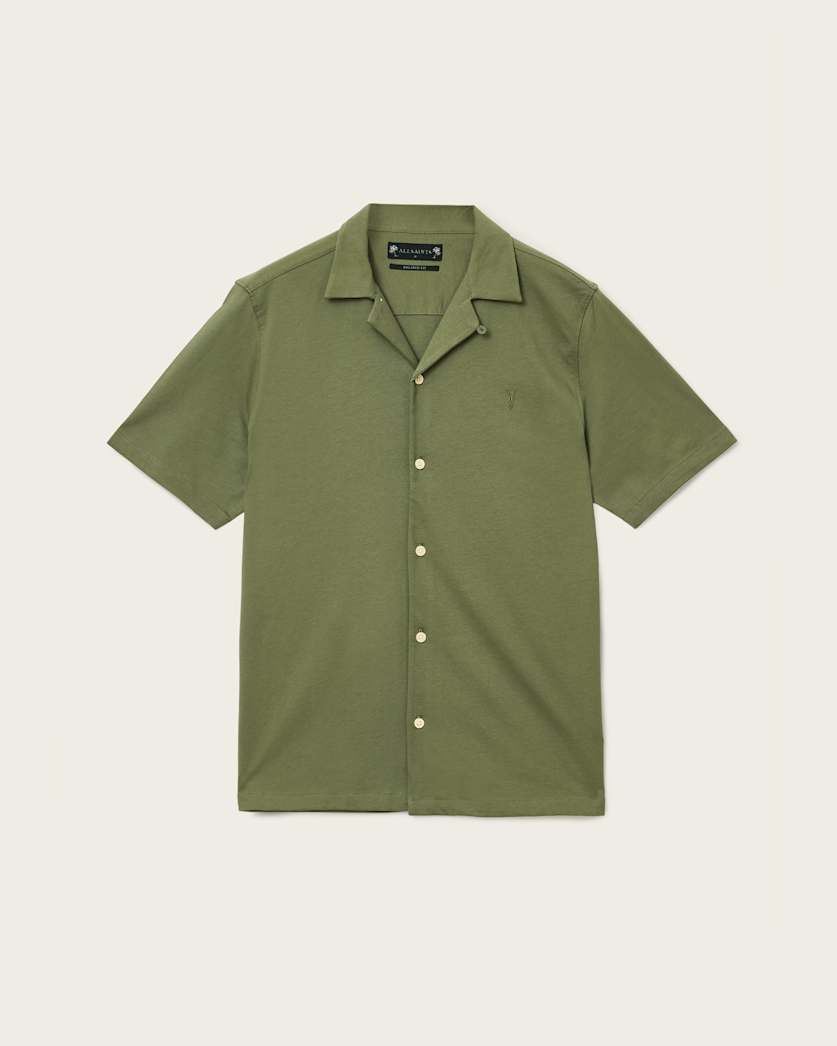 AllSaints Hudson Relaxed Fit Ramskull Shirt Eden Green