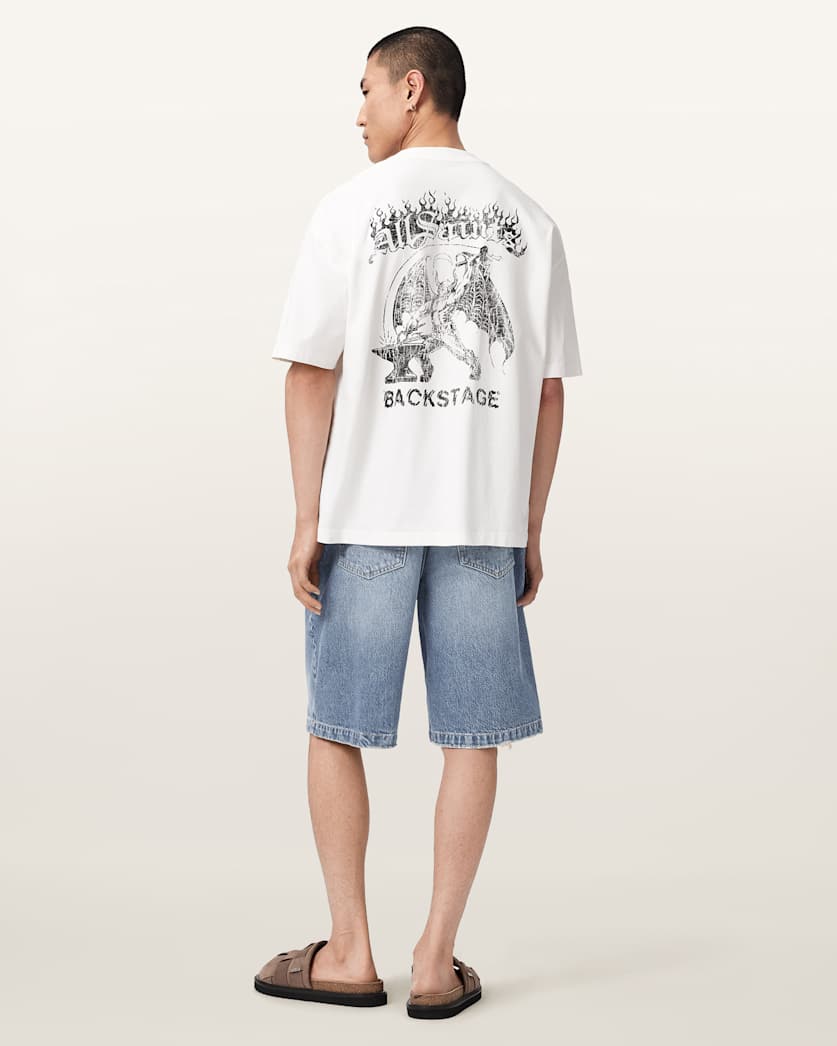 AllSaints Lenny Loose Fit Denim Shorts Light Indigo