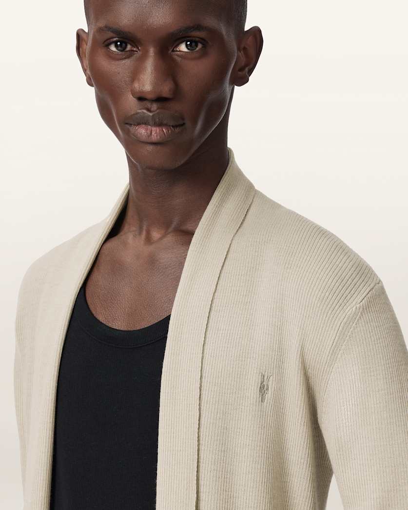 AllSaints Mode Merino Ramskull Open Cardigan Powdered Green