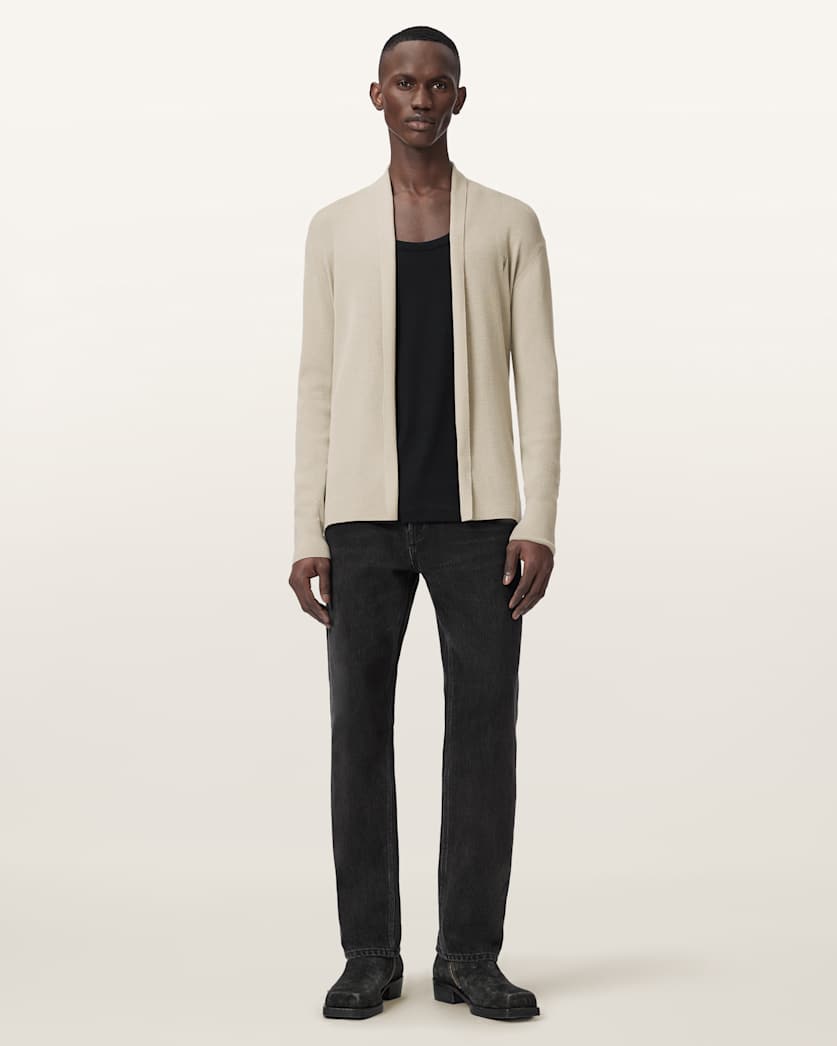 AllSaints Mode Merino Ramskull Open Cardigan Powdered Green