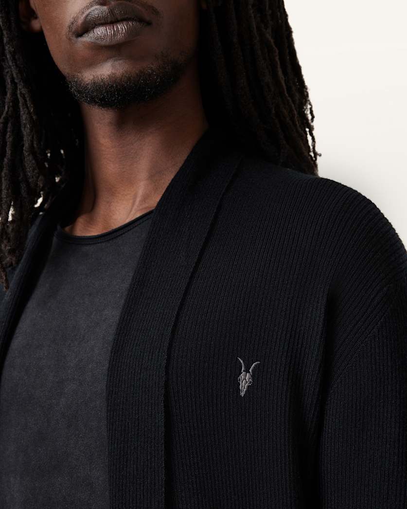 AllSaints Mode Merino Ramskull Open Cardigan Powdered Green