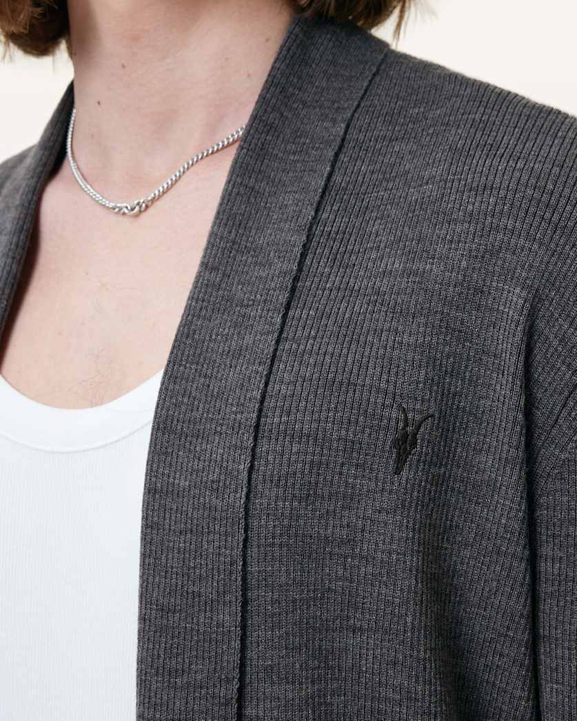 AllSaints Mode Merino Ramskull Open Cardigan Powdered Green