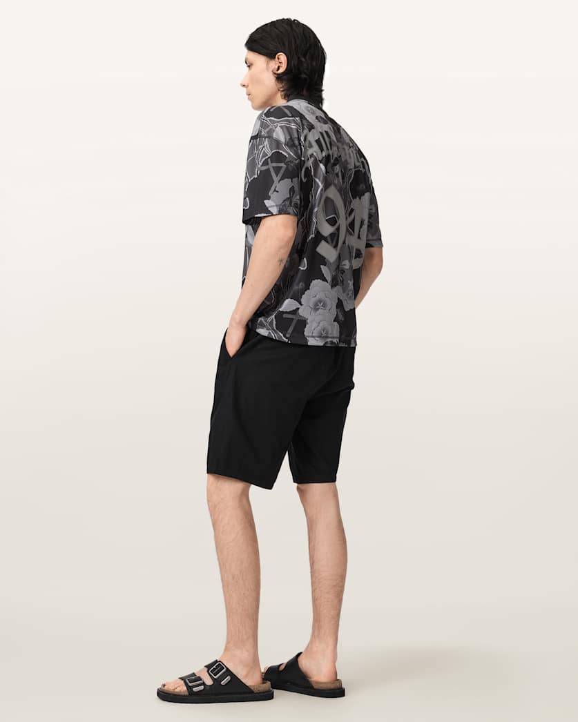 AllSaints Puerto Oversized Short Sleeve Soccer Shirt Jet Black