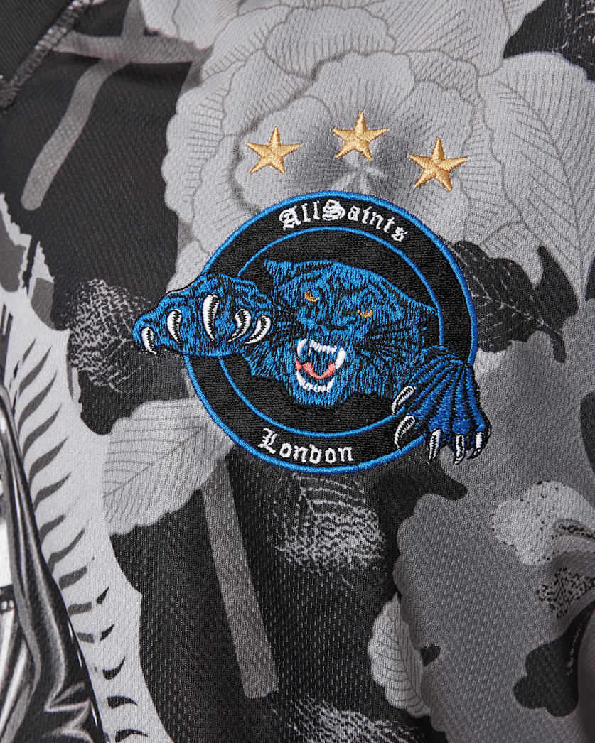 AllSaints Puerto Oversized Short Sleeve Soccer Shirt Jet Black