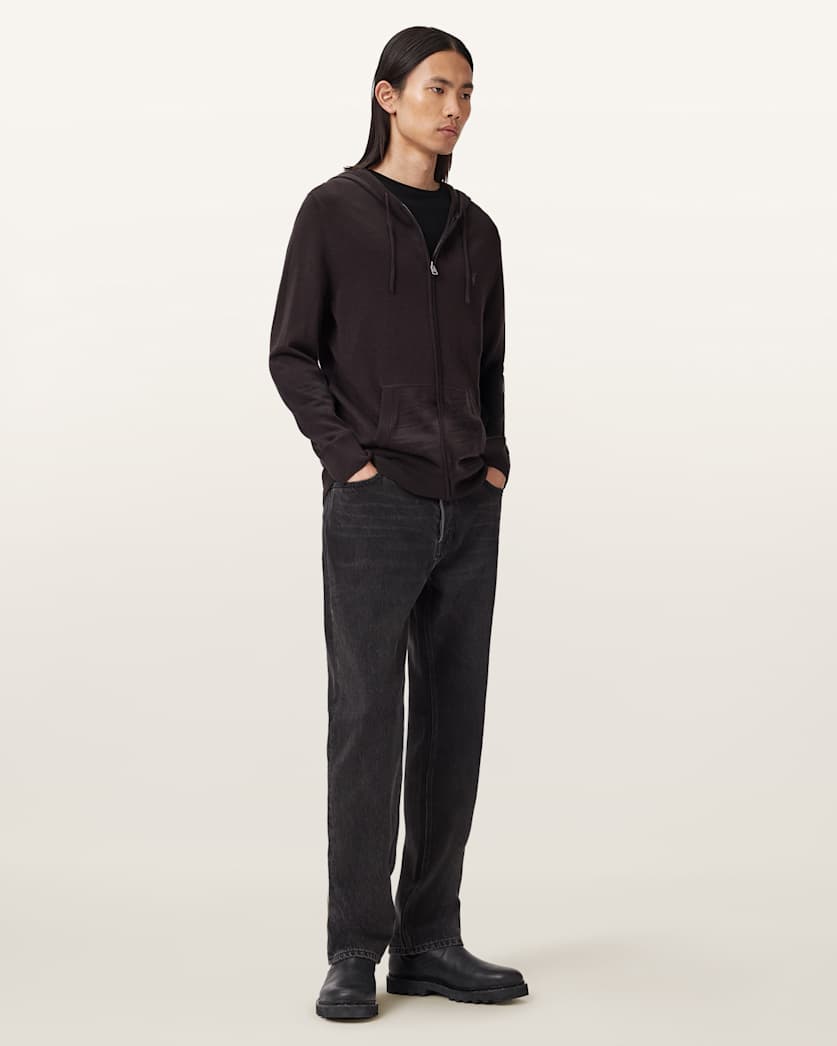 AllSaints Mode Merino Zip Up Ramskull Hoodie Black