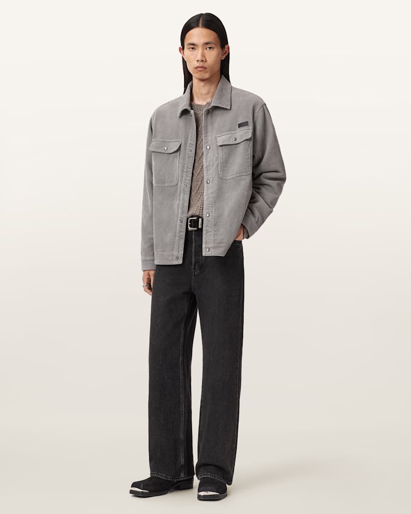 AllSaints Castleford Corduroy Overshirt Moonlit Blue