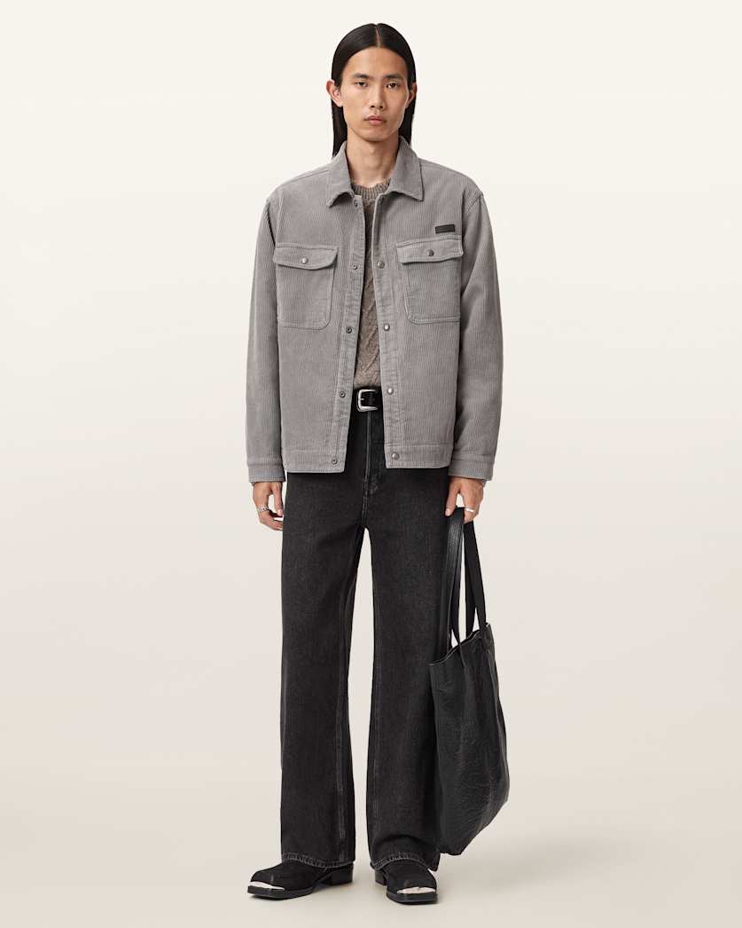 AllSaints Castleford Corduroy Overshirt Moonlit Blue