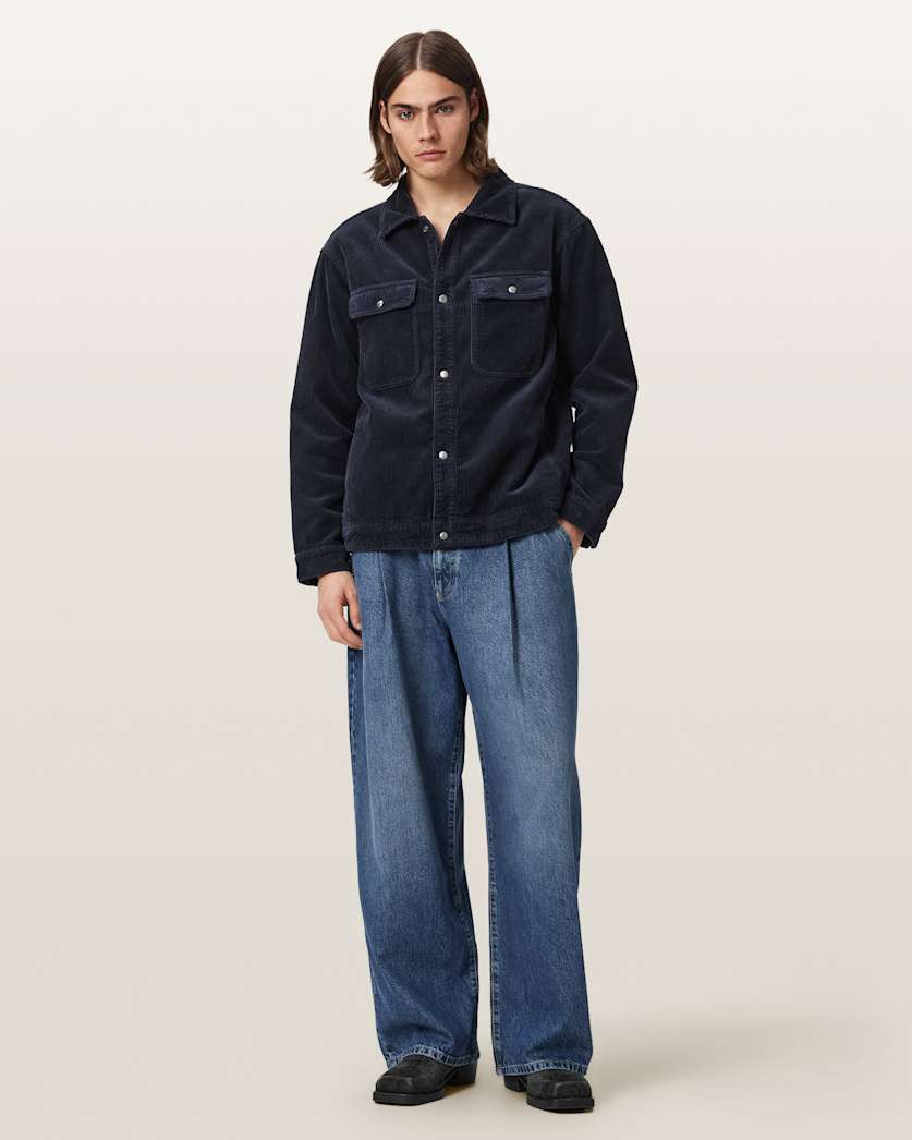 AllSaints Castleford Corduroy Overshirt Moonlit Blue