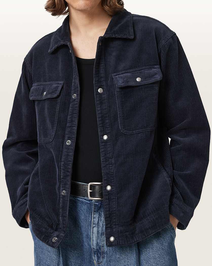 AllSaints Castleford Corduroy Overshirt Moonlit Blue