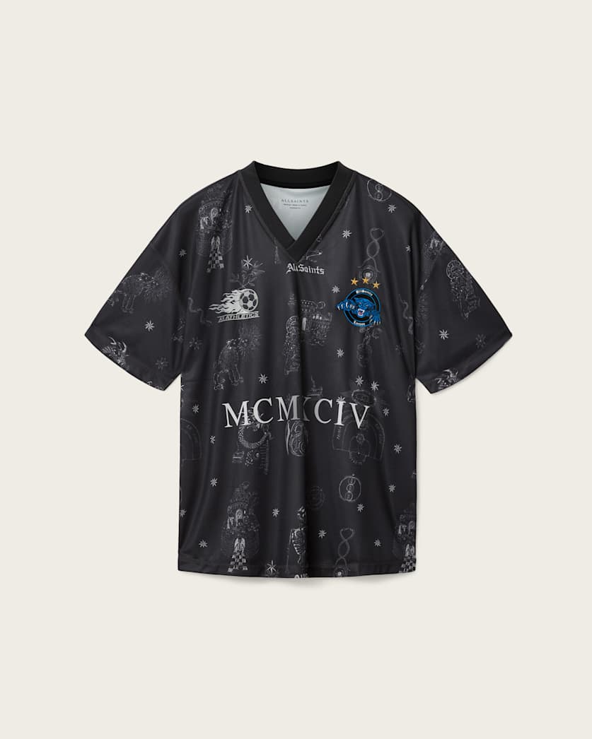AllSaints Terra Oversized Short Sleeve Soccer Shirt Jet Black
