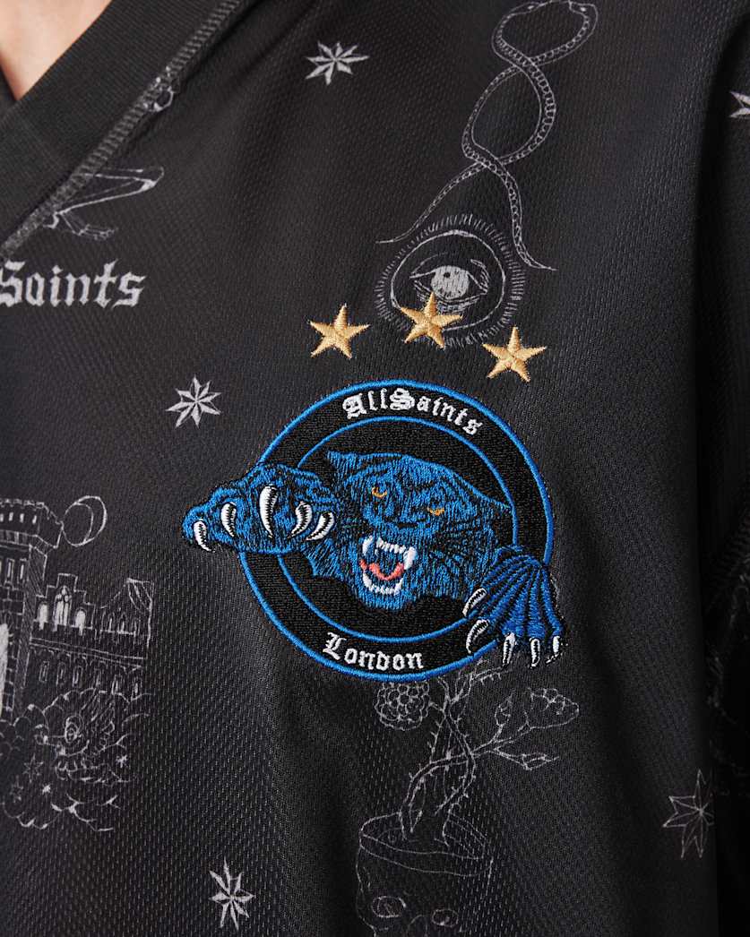 AllSaints Terra Oversized Short Sleeve Soccer Shirt Jet Black