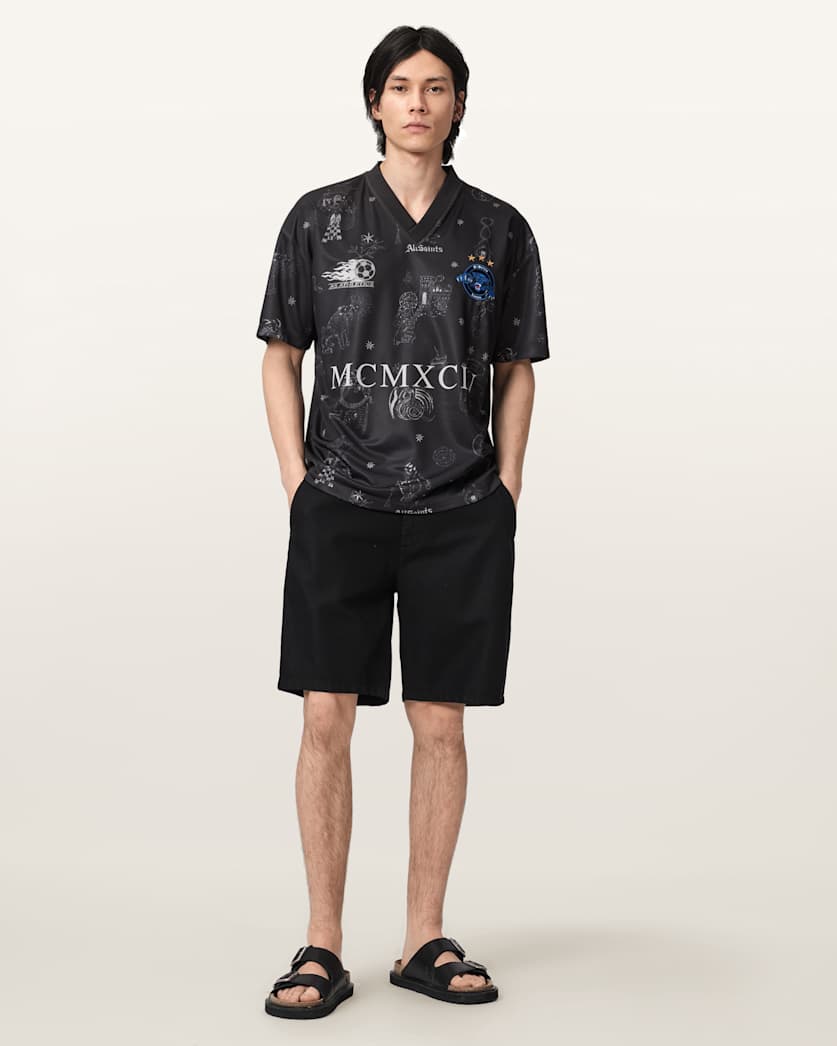 AllSaints Terra Oversized Short Sleeve Soccer Shirt Jet Black