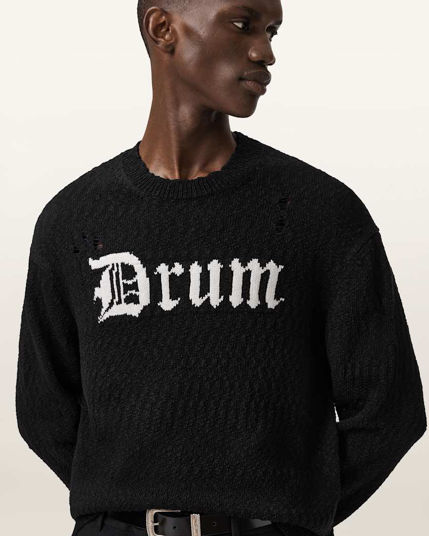 AllSaints Drum Jacquard Sweater Black/Chalk White