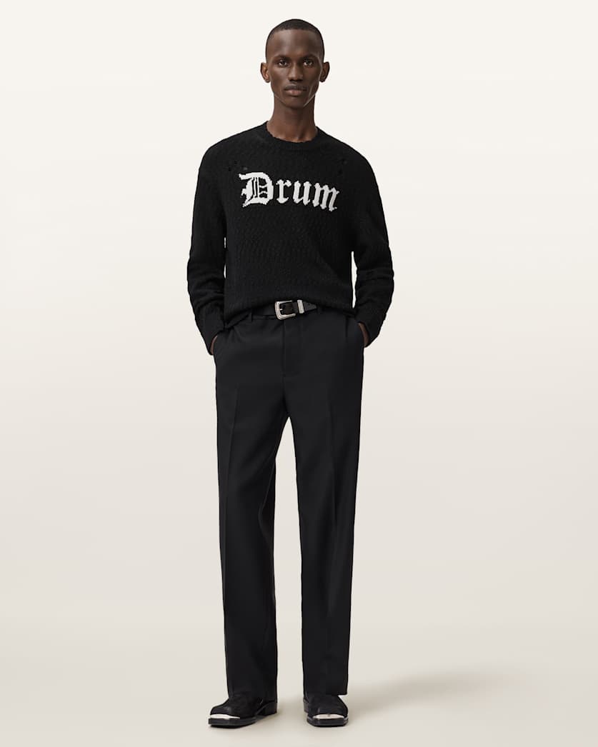 AllSaints Drum Jacquard Sweater Black/Chalk White