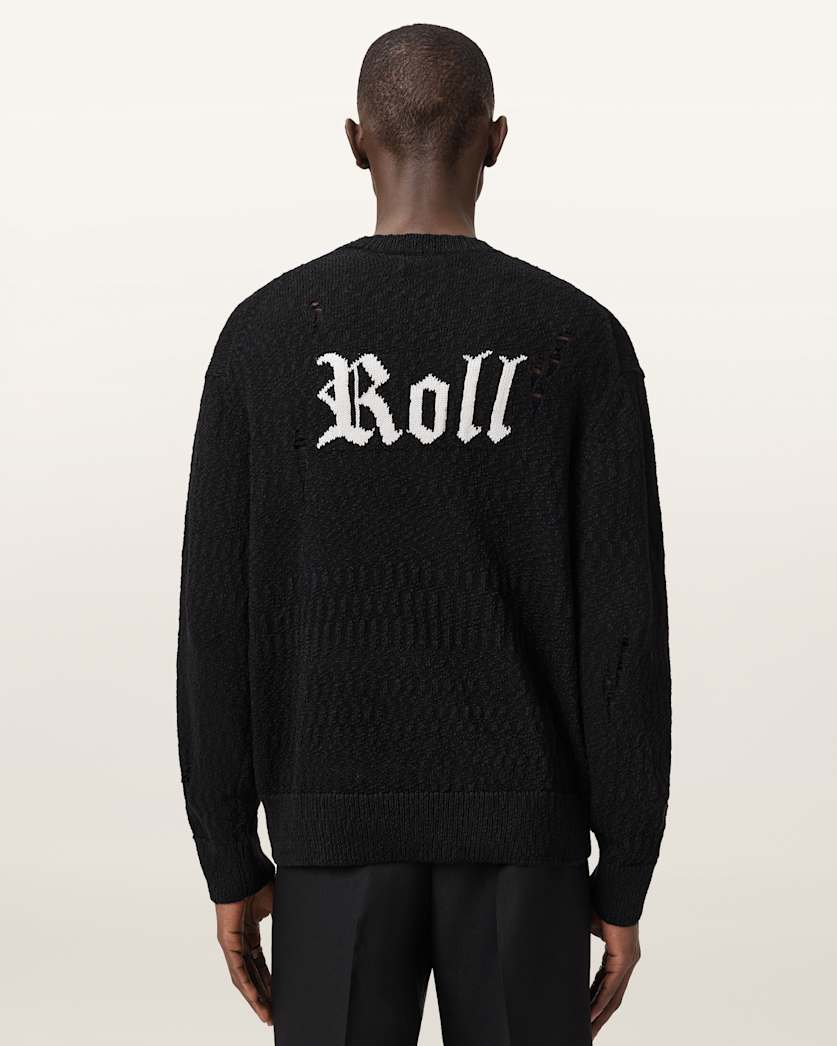 AllSaints Drum Jacquard Sweater Black/Chalk White