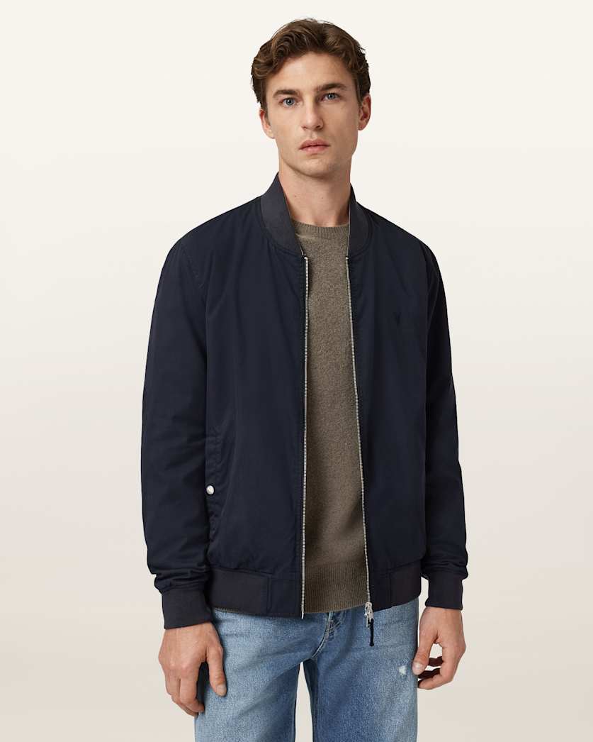 AllSaints Bassett Reversible Ramskull Bomber Jacket Black/Dull Green