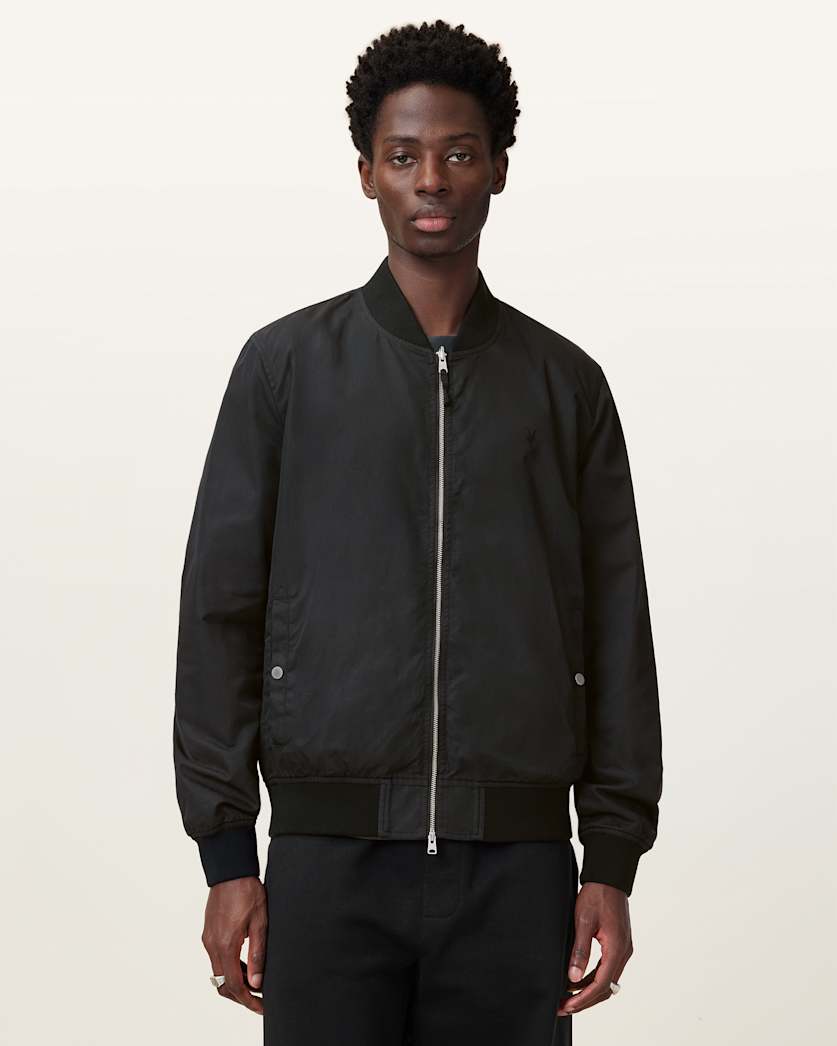 AllSaints Bassett Reversible Ramskull Bomber Jacket Black/Dull Green