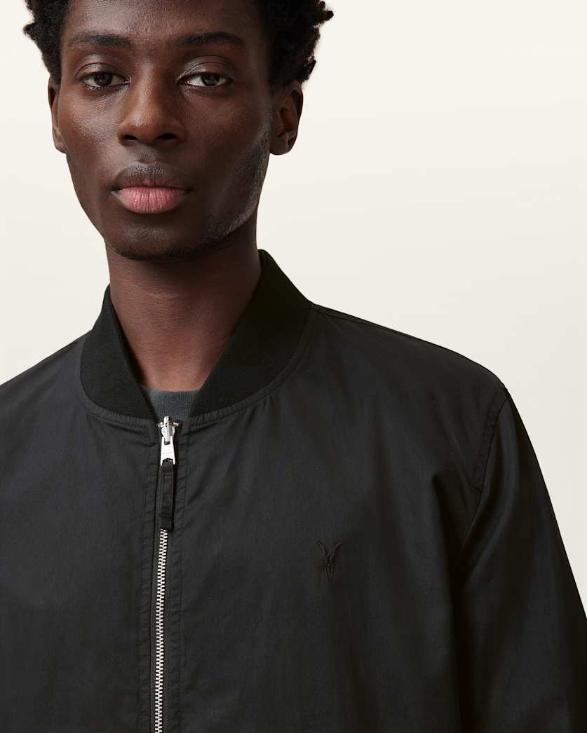 AllSaints Bassett Reversible Ramskull Bomber Jacket Black/Dull Green
