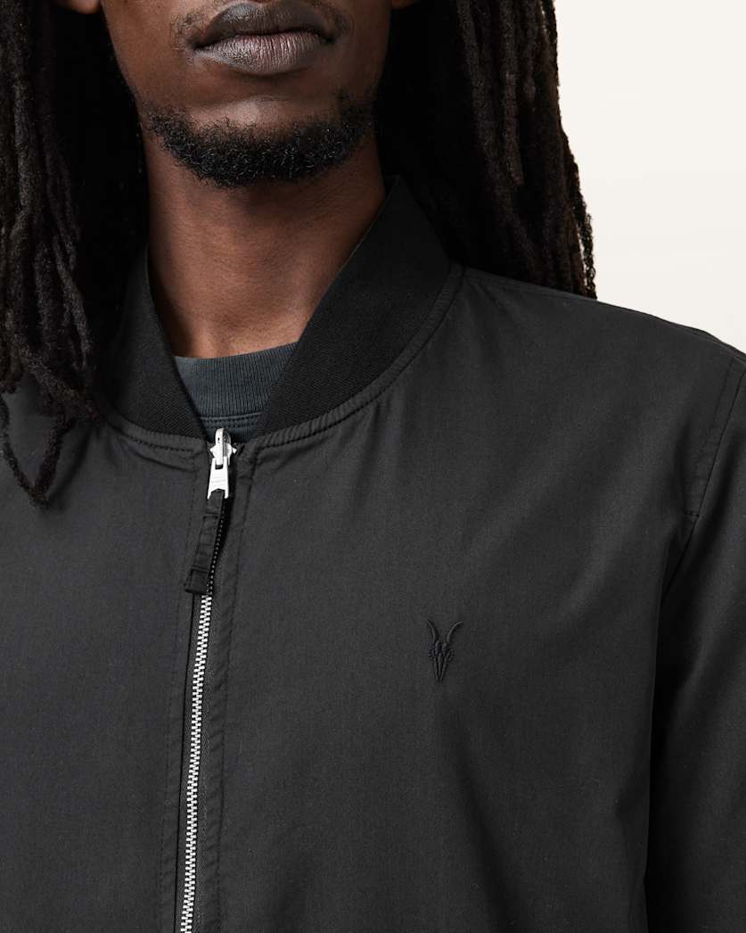 AllSaints Bassett Reversible Ramskull Bomber Jacket Black/Dull Green