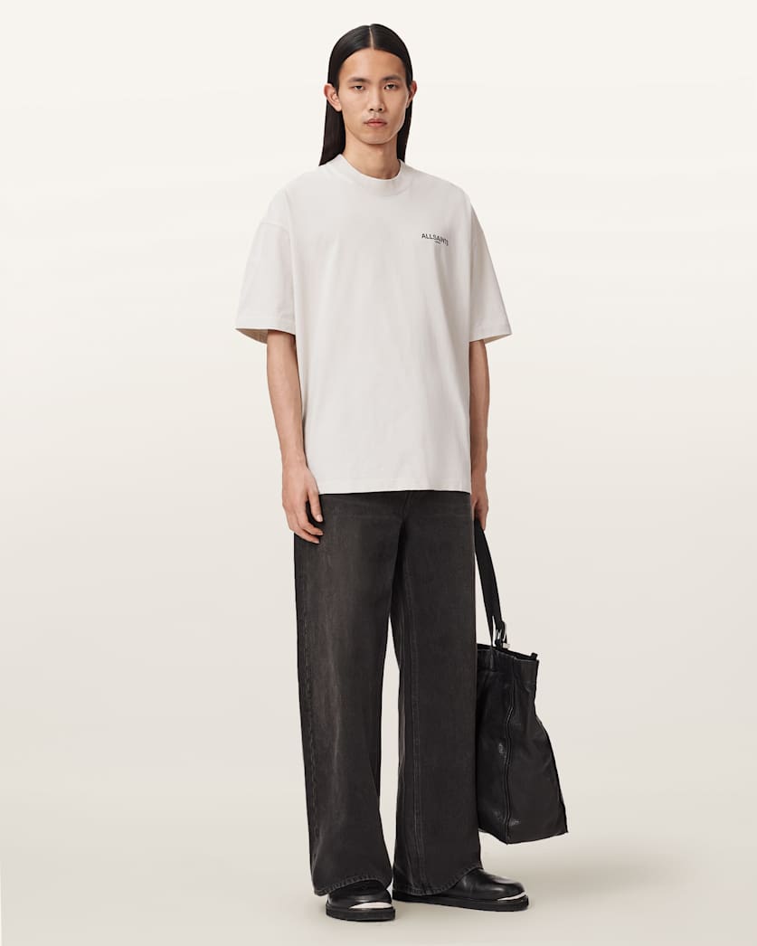 AllSaints Hallis Oversized Graphic T Shirt Dusk White