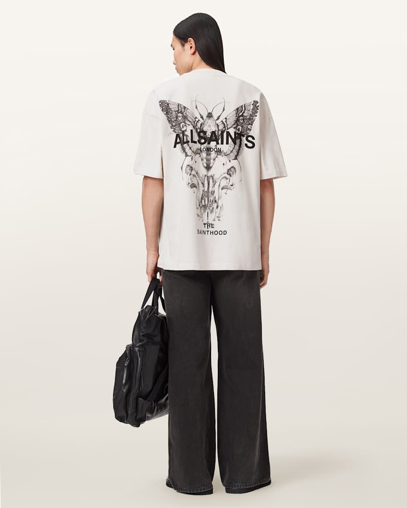 AllSaints Hallis Oversized Graphic T Shirt Dusk White