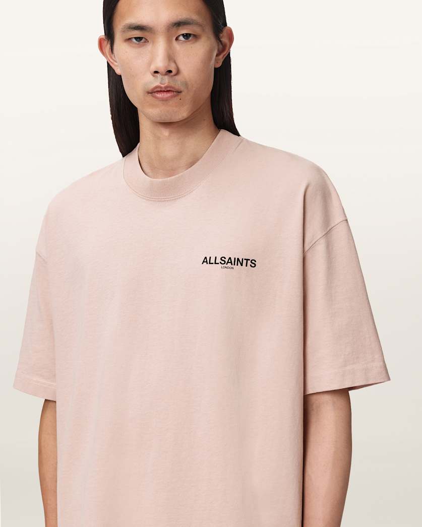 AllSaints Hallis Oversized Graphic T Shirt Dusk White